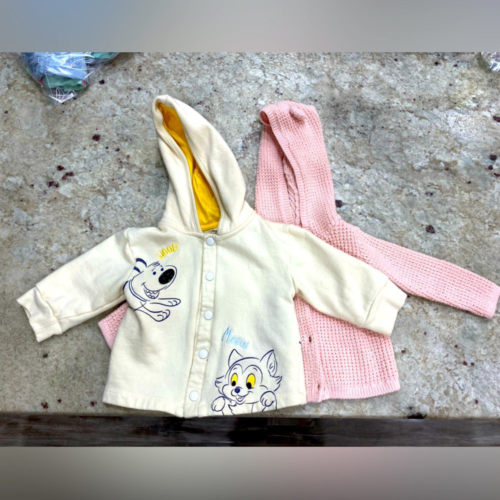 Set of 2 baby infant girl jacket sweater - Disney Baby & Carter’s - 6-12 months